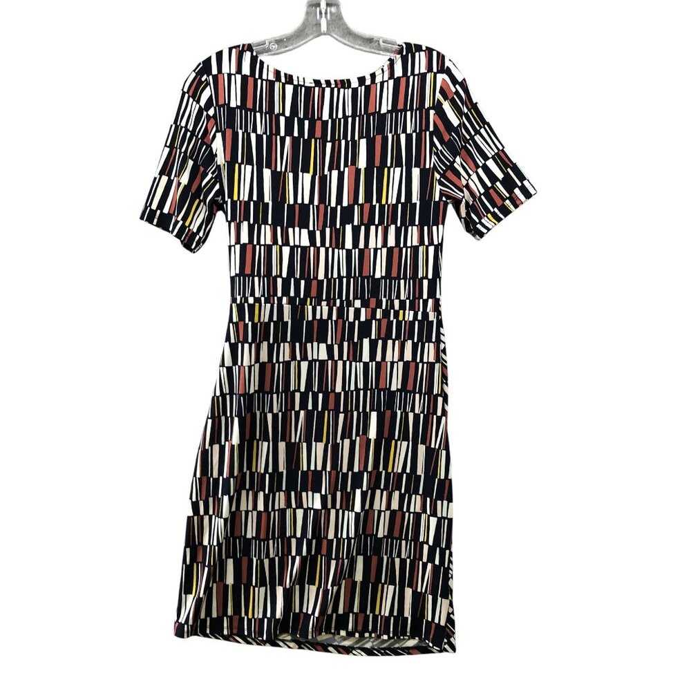 Ann Taylor Petite Short Sleeve Dress SP Jersey Knit Tie Waist Round Neck Printed - Picture 2 of 10